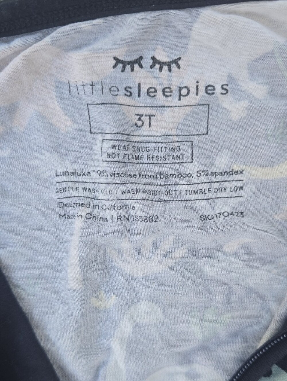 Little Sleepies Navy Dinosaur Zip One-Piece Footed Pajama - Picture 2 of 2